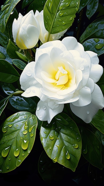 White flower after rain