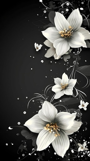 Photo white flower black background wallpaper for phone