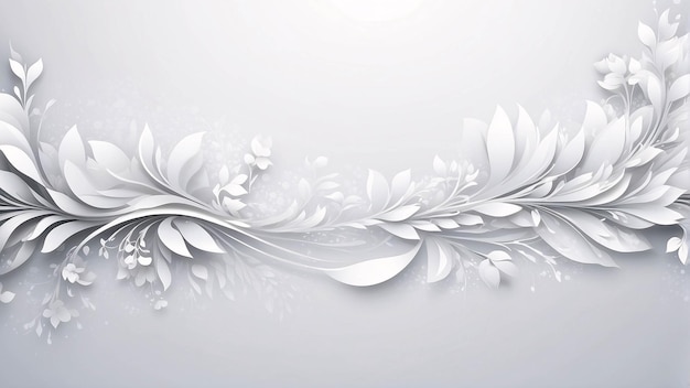 White Flower Blooming Floral Botanical Illustration On A White Bluish Background
