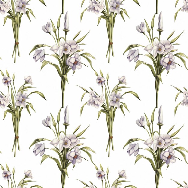 Photo white flower floral seamless pattern on white background