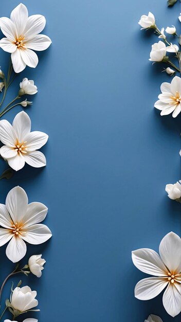 Photo white flower on gradient blue background botanical wallpaper for presentation template