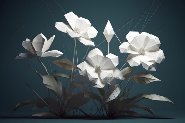 Photo a white flower in low poly design