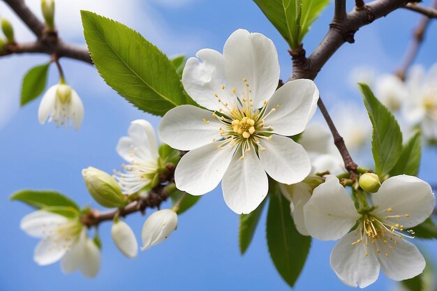 Photo white flower of plum