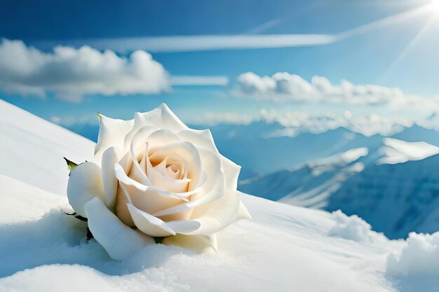 White flower in the snow