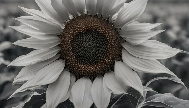 Photo a white flower with a black center that says  sunflower