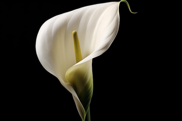 Photo a white flower with a green stem and a green stem