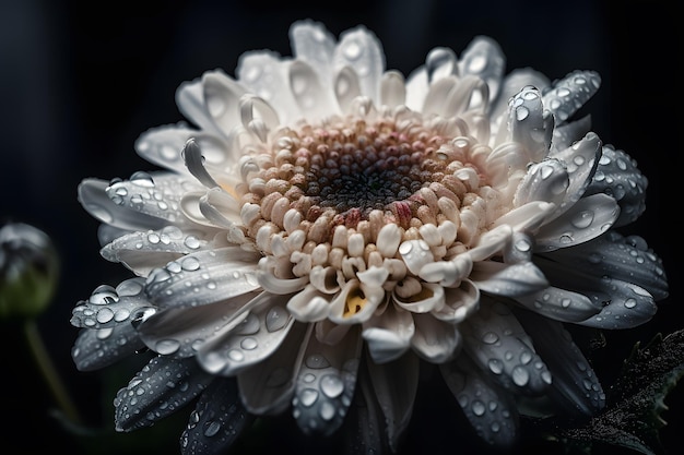 A white flower with water droplets on it