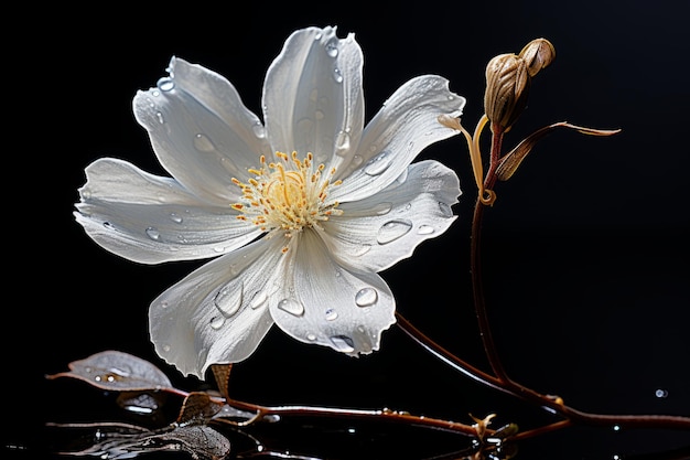 a white flower with water droplets on it