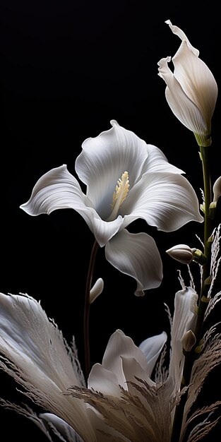 a white flower with the word  lily  on it