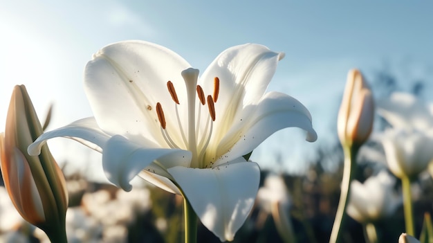 A white flower with the word lily on it