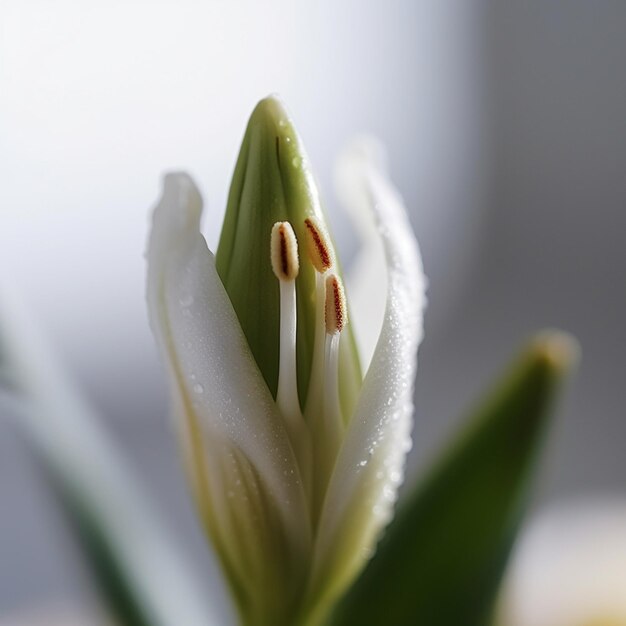 A white flower with the word lily on it