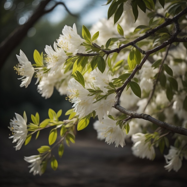 white flowering branches