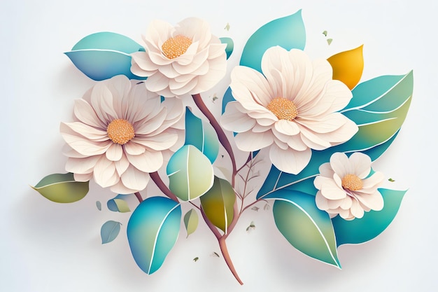 White flowers art