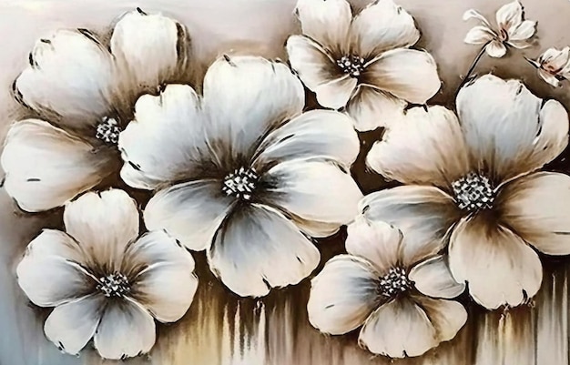 White flowers on a black background