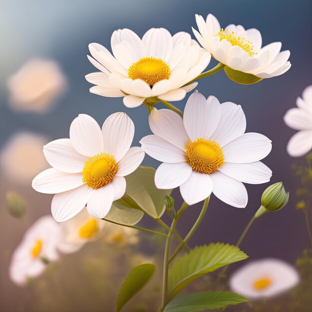 Белые цветы на размытом фоне