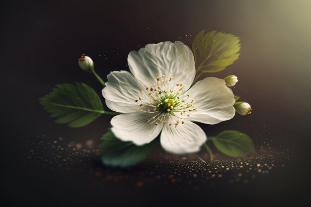 White Flowers on a Dark Background with Copy Space for Text