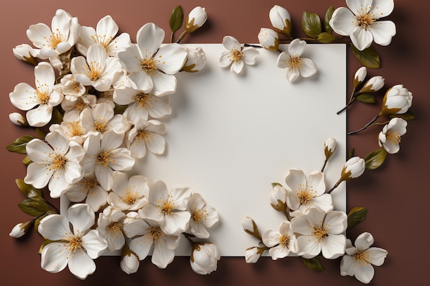 White Flowers Frame with White Space area floral frame