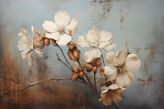 white flowers on a gray background