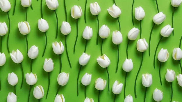 White flowers on green background