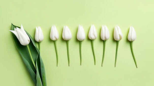 White flowers on green background