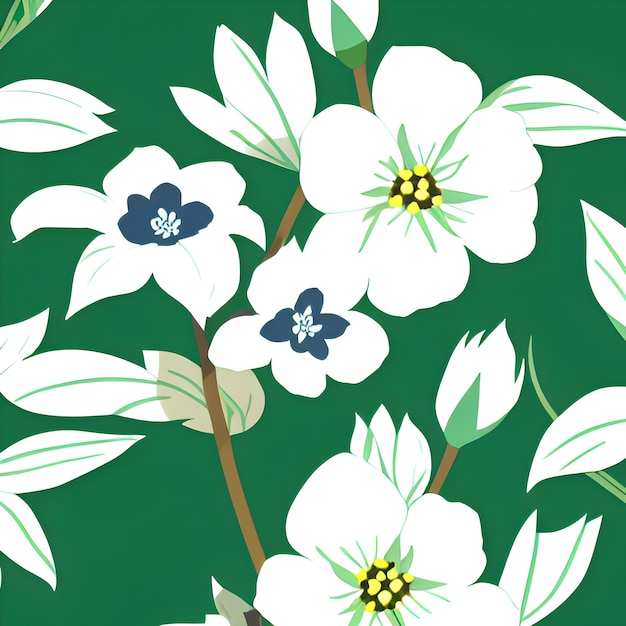 Белые цветы на зеленом фоне