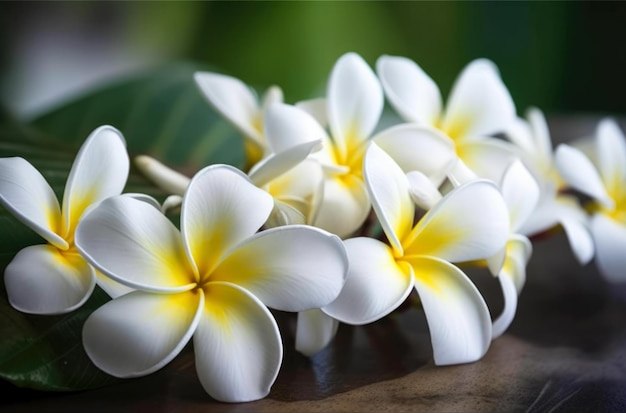 White flowers on a green background