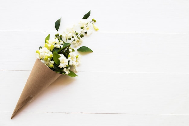 white flowers jasmine in a bouquet