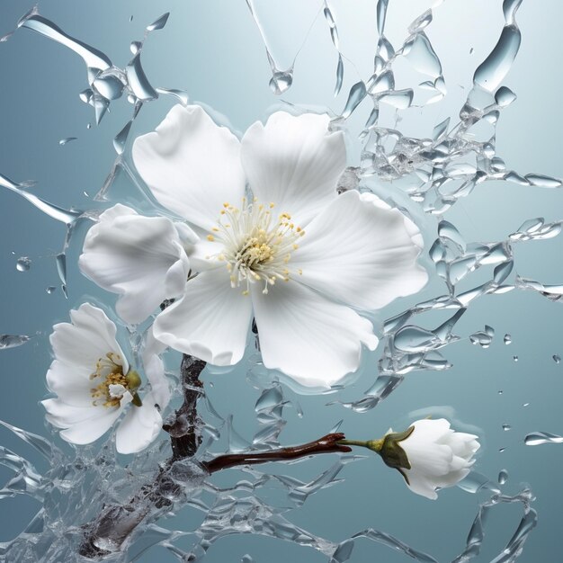 Foto fiori bianchi in uno specchio frantumato carta da parati sfondo di lusso ai generato