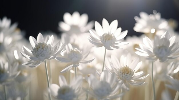 White flowers in sunlightBeautiful decorative backgroundGenerative ai