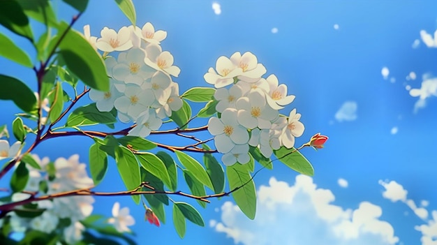 white flowers on a tree branch