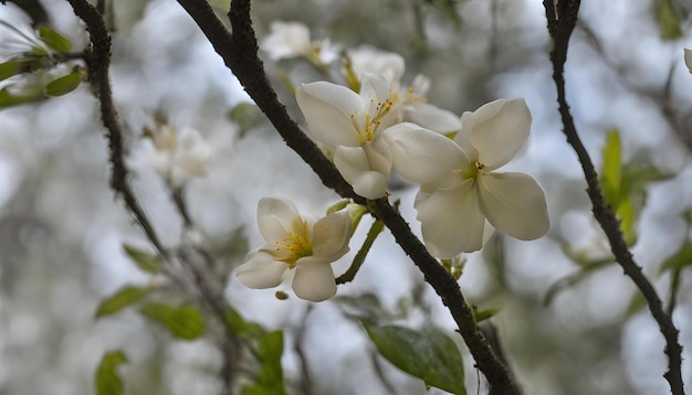 Photo white flowers on a tree