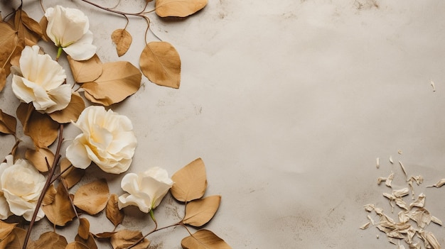 White flowers on a white background with leaves