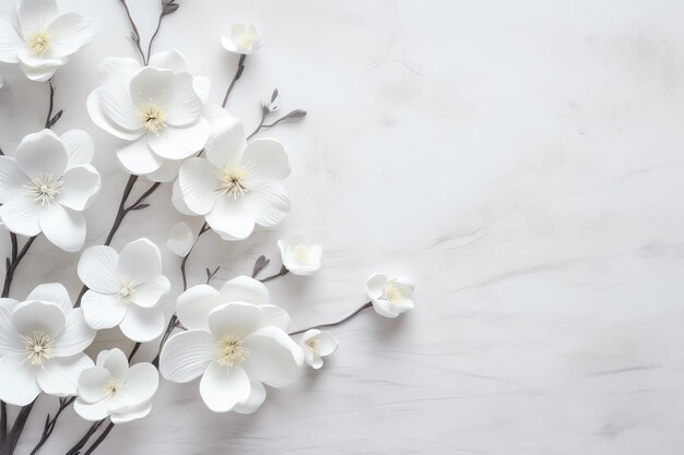 Photo a white flowers on a white surface