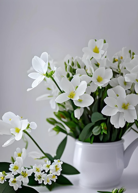 A white flowers in a white vase