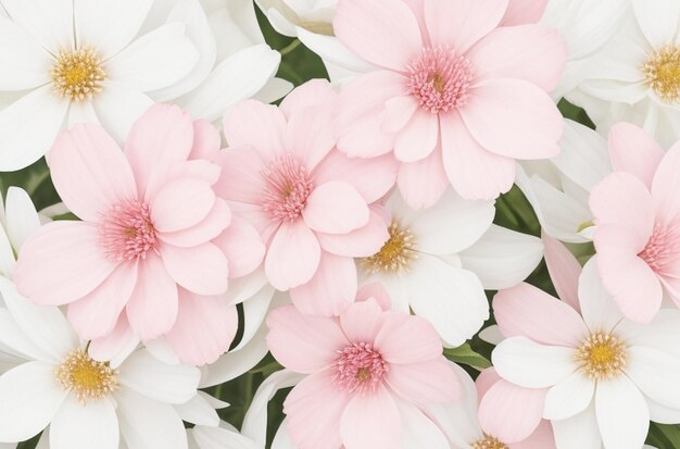 White flowers with pink blush background