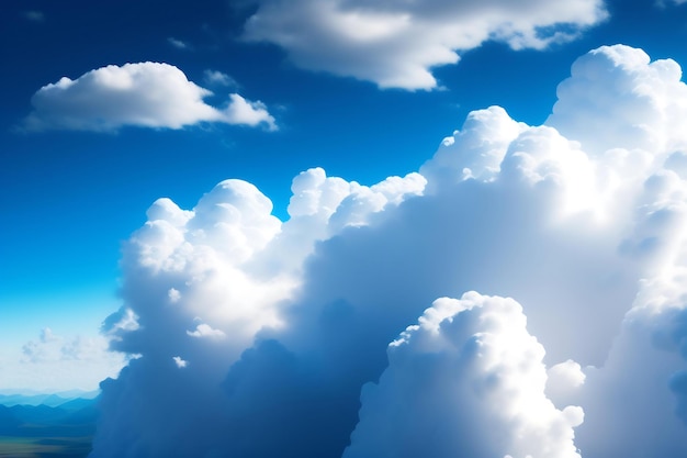 white fluffy clouds in the blue sky background