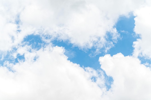 White fluffy clouds in blue sky