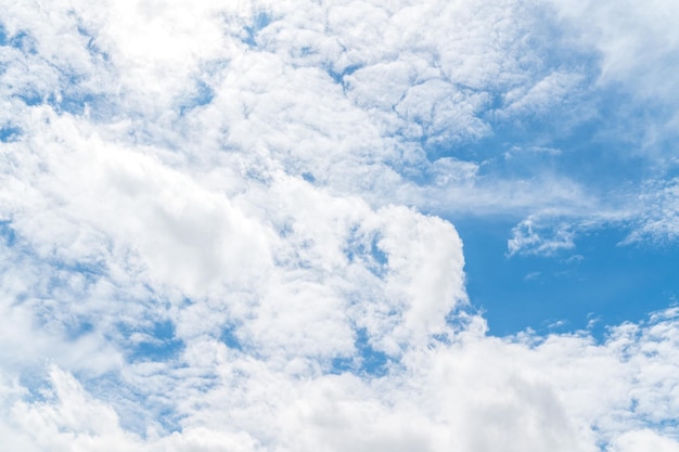 White fluffy clouds in blue sky