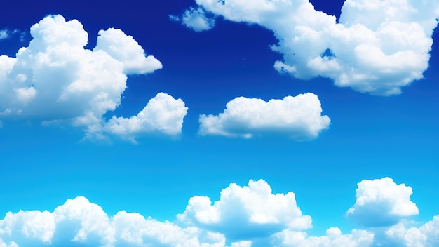 White fluffy clouds on blue sky