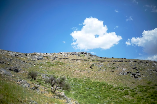 White fluffy clouds in the blue sky