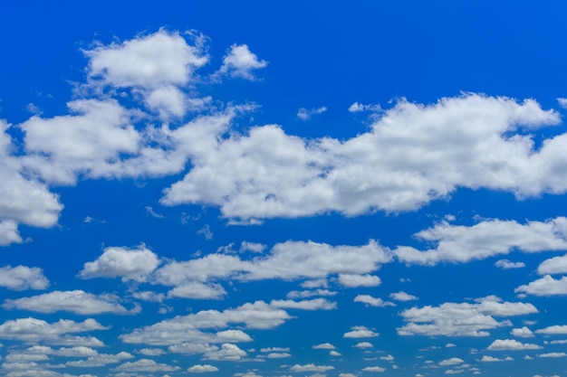 White fluffy clouds in a deep blue sky