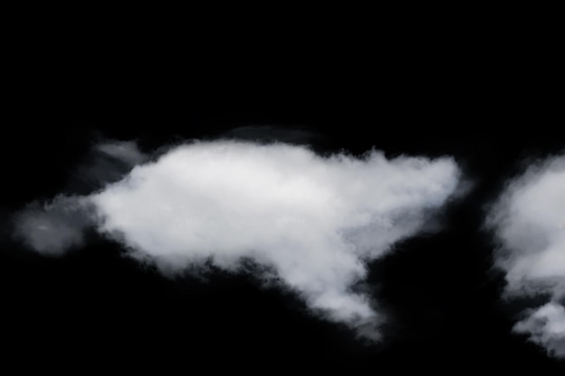 white fluffy clouds isolated on a black background, clipart