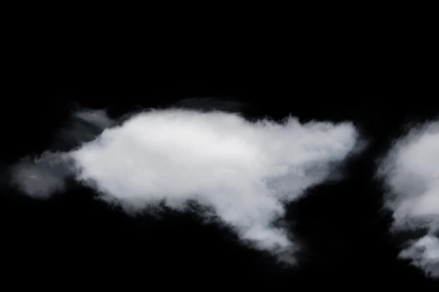 검은 배경에 고립 된 흰 솜털 구름, 클립 아트