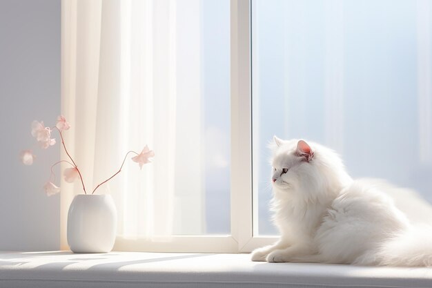 White Fluffy Kitten with Blue Eyes