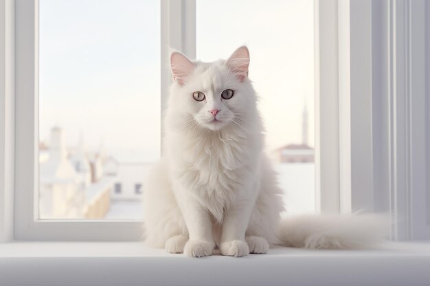 White Fluffy Kitten with Blue Eyes