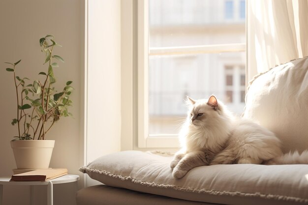 White Fluffy Kitten with Blue Eyes