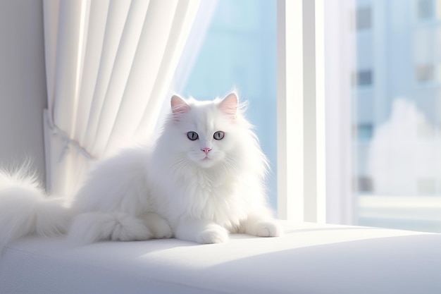 White Fluffy Kitten with Blue Eyes