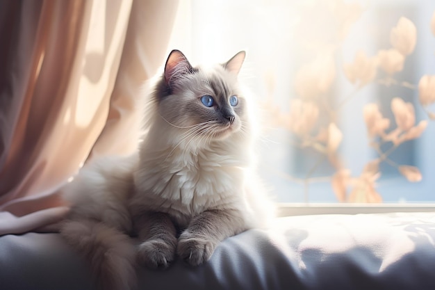 White Fluffy Kitten with Blue Eyes