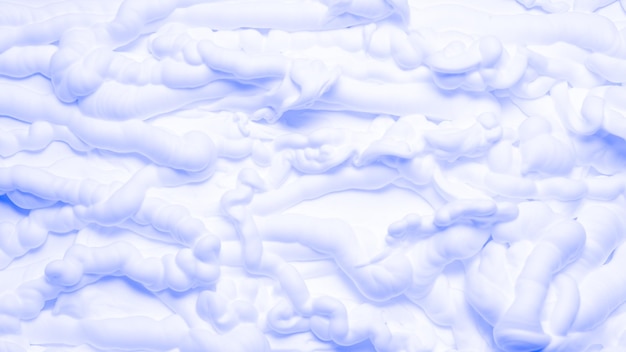 White foam texture abstract art background Closeup of neon blue lighted whipped cream surface