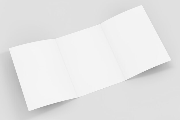 Photo white folded mockup brochure paper with free space for yours design on a white background. 3d rendering